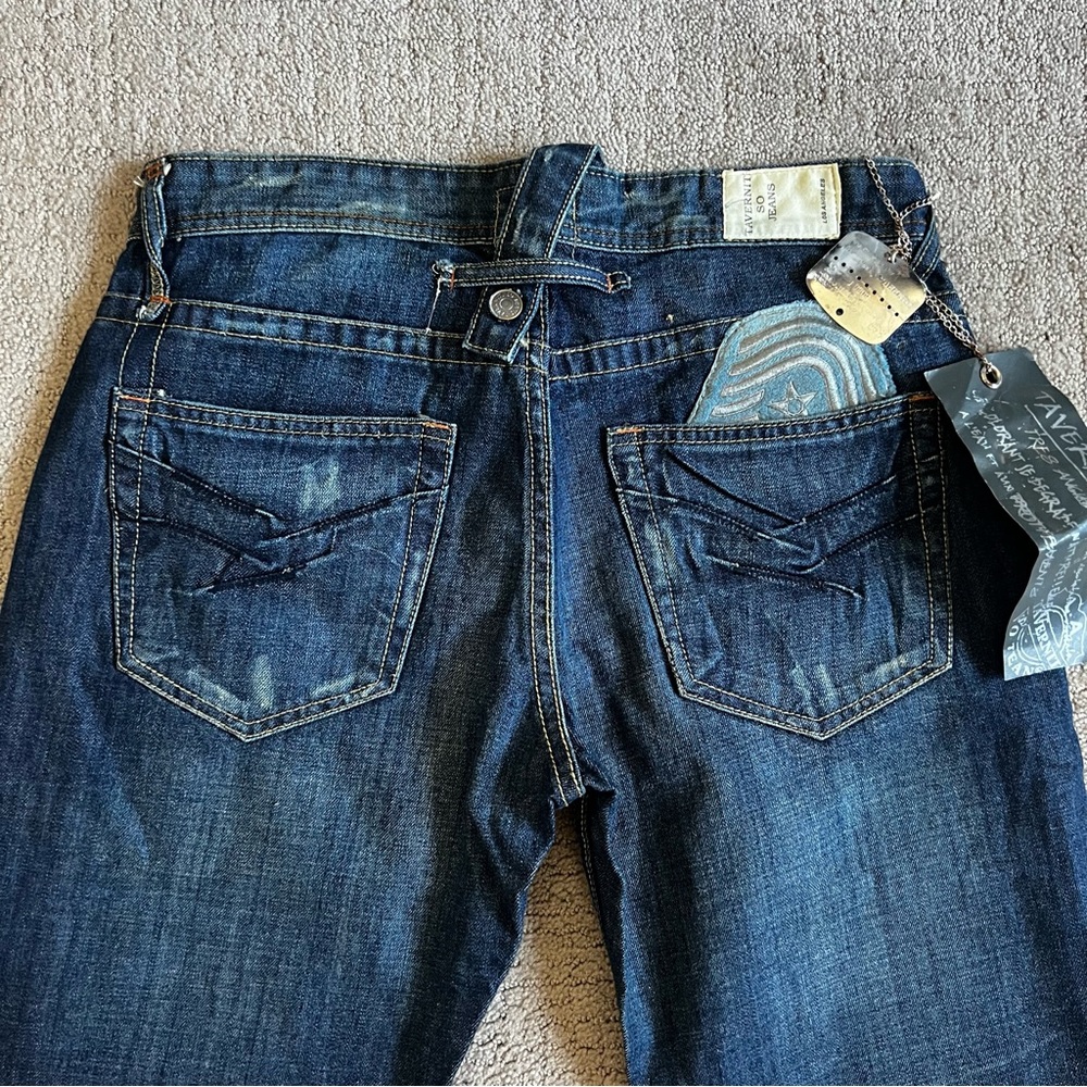 VTG Jimmy Taverniti So Men’s Boot Cut Jeans Sz 33 Beat Up Vintage Resin Y2K NWT - Picture 13 of 15